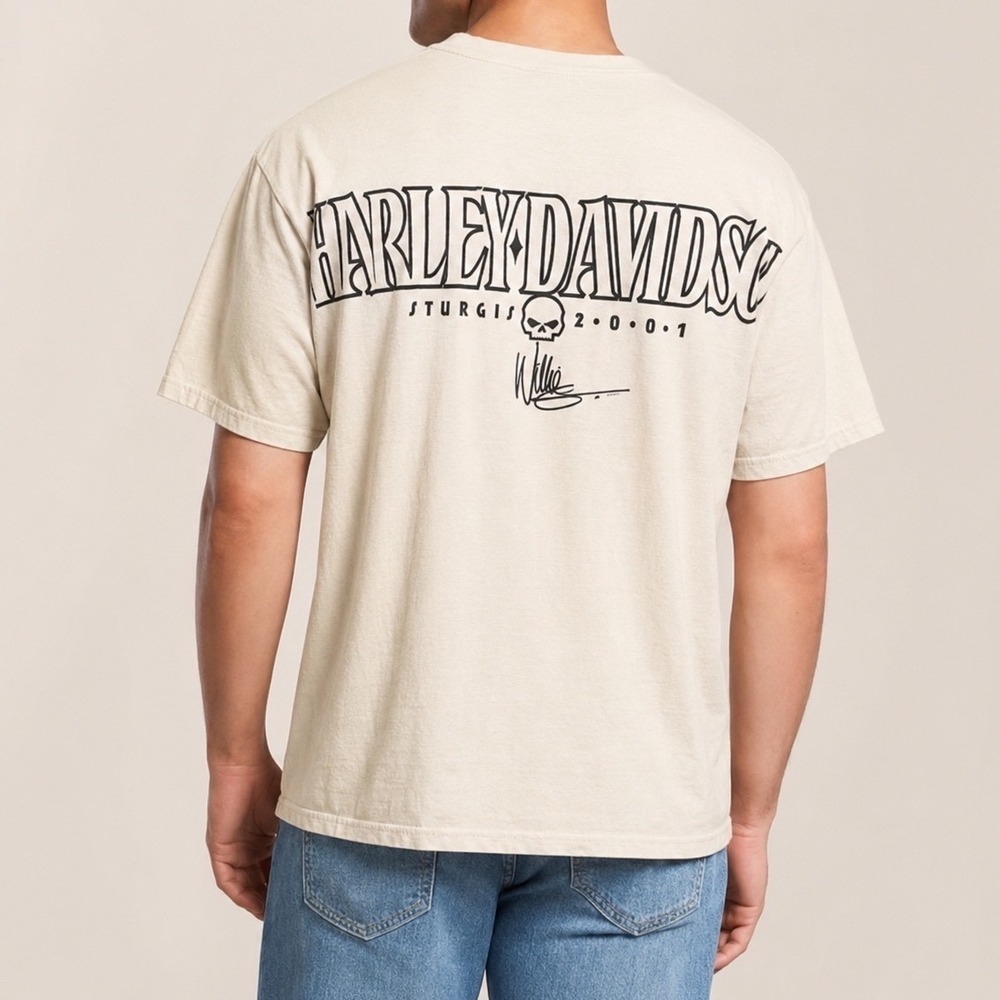 Vintage Harley Davidson Motorcycle White 2001 Sturgis Short Sleeve T-Shirt Top